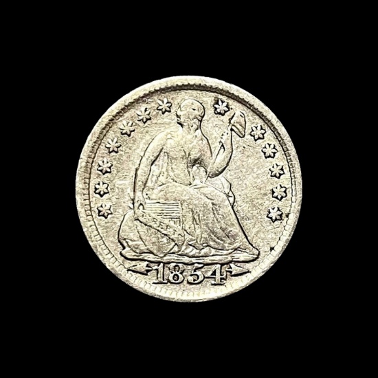 1854 Arrows Seated Liberty Half Dime NEARLY UNCIRCULATED
