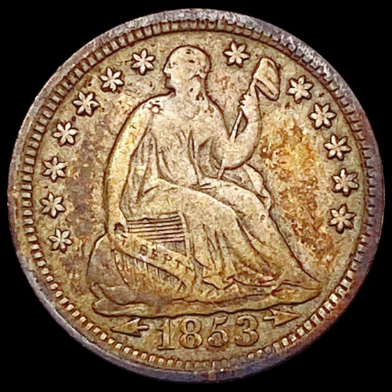 1853 Arrows Seated Liberty Half Dime NEARLY UNCIRCULATED