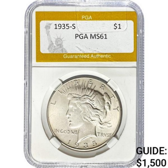 1935-S Peace Dollar PGA MS61 SILVER