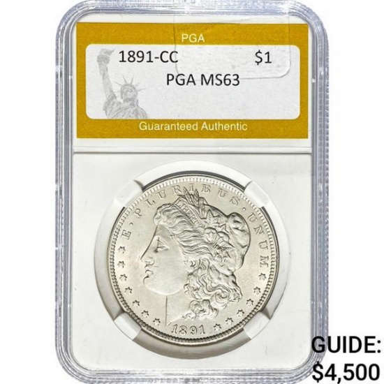1891-CC Morgan Dollar PGA MS63 SILVER