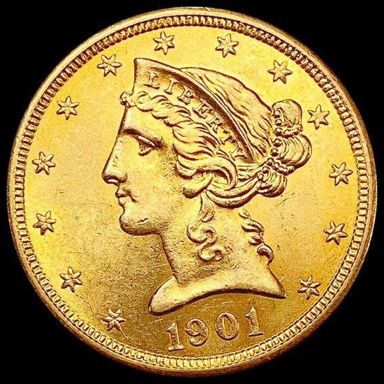 1901-S $5 Gold Half Eagle CHOICE BU