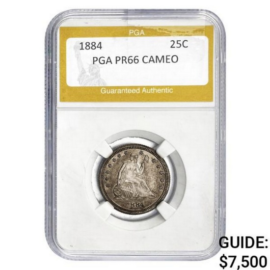 1884 25C Seated Liberty PGA PR66 CAMEO