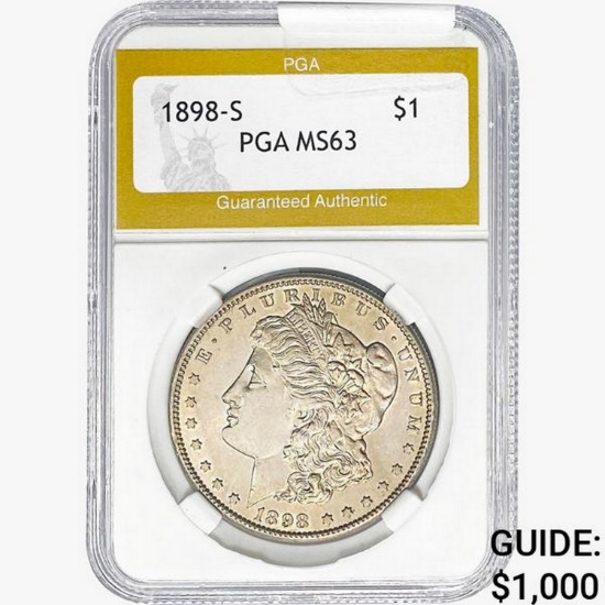 1898-S Morgan Silver Dollar PGA MS63