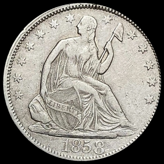 1858 Seated Liberty Half Dollar CLOSELY UNCIRCULATED