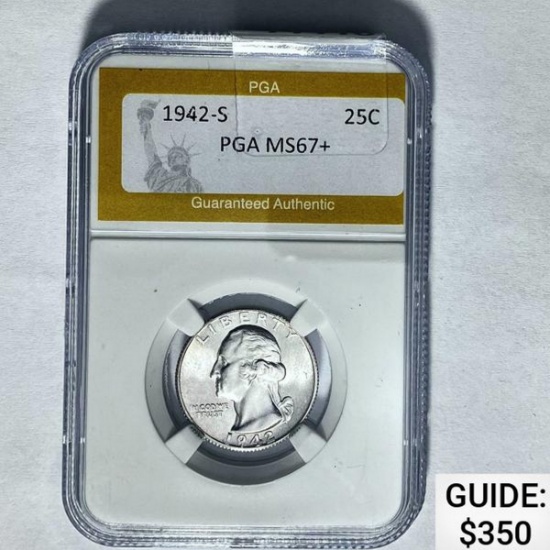 1942-S Washington Quarter PGA MS67+