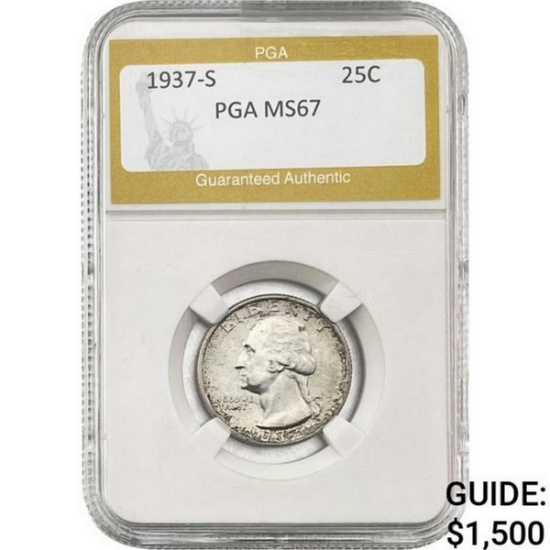 1937-S Washington Quarter PGA MS67