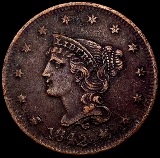 1842 Braided Hair Large Cent LIGHTLY CIRCULATED