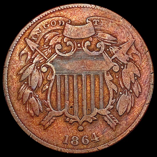 1864 Sm Motto Two Cent Piece CLOSELY UNCIRCULATED