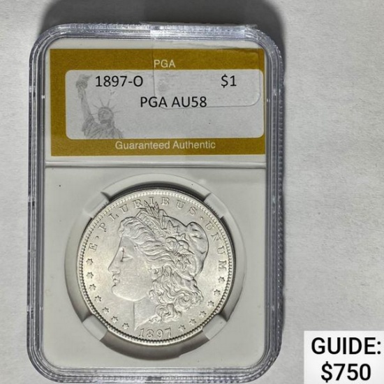 1897-O Morgan Silver Dollar PGA AU58