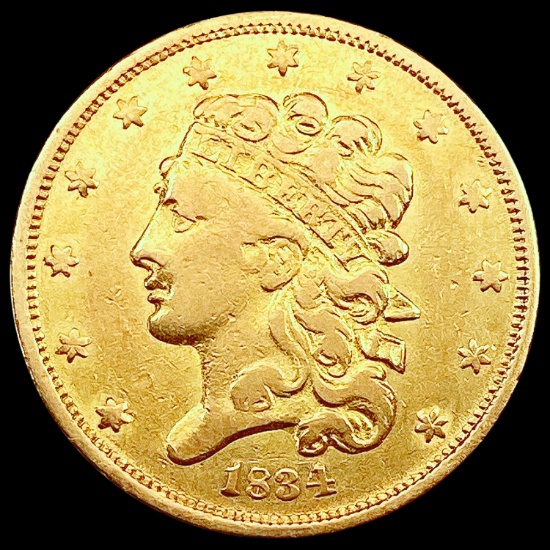 1834 $5 Gold Half Eagle LIGHTLY CIRCULATED
