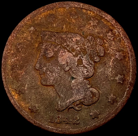 1842 Braided Hair Large Cent NICELY CIRCULATED