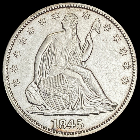 1845 Seated Liberty Half Dollar CLOSELY UNCIRCULAT CLOSELY UNCIRCULATED