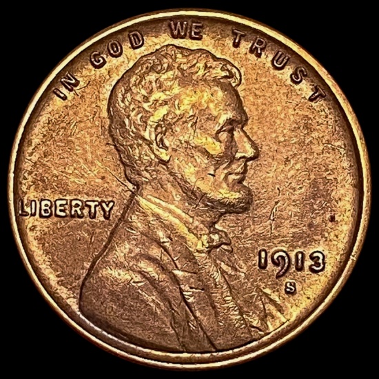 1913-S Lincoln Wheat Cent CHOICE AU CHOICE AU