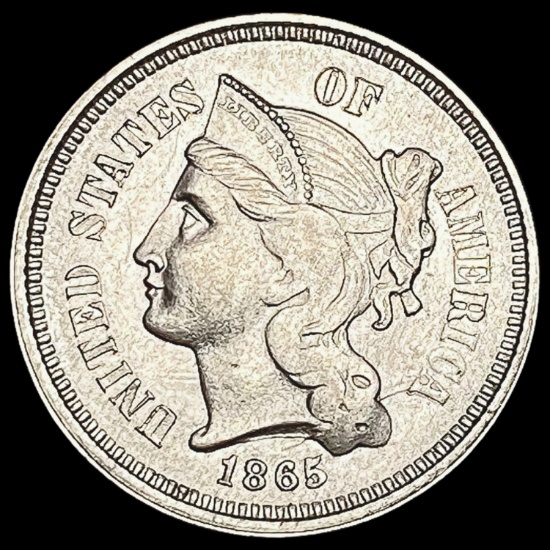 1865 Three-Cent Nickel CHOICE AU