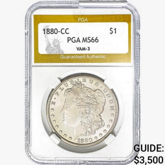 1880-CC Morgan Silver Dollar PGA MS66 VAM-3
