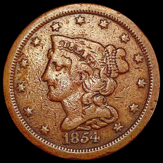 1854 Braided Hair Half Cent LIGHTLY CIRCULATED