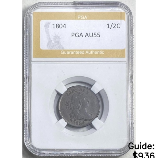1804 Draped Bust 1/2C PGA AU55