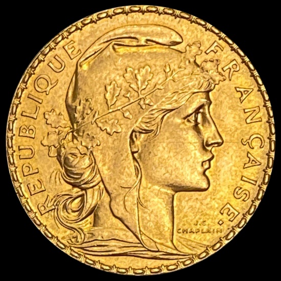 1911 French 20 Francs Rooster Coin GEM BU