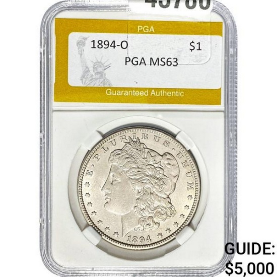 1894-O Morgan Silver Dollar PGA MS63