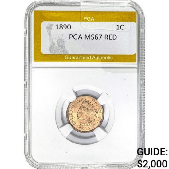 1890 1C Indian Head Cent PGA MS67 RED
