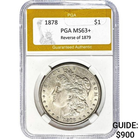 1878 REV. 79 Morgan Silver Dollar PGA MS63+