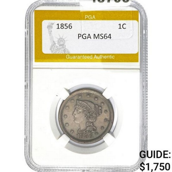 1856 Braided Hair Large Cent PGA MS64