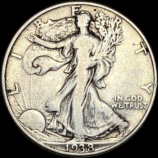 1938-D Silver Walking Liberty Half Dollar LIGHTLY CIRCULATED