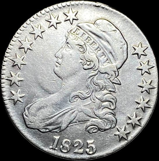 1825 Capped Bust Silver Half Dollar LIGHTLY CIRCULATED