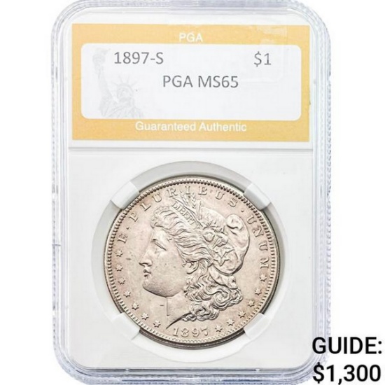 1897-S Morgan Silver Dollar PGA MS65