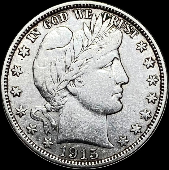 1915-D Silver Barber Half Dollar LIGHTLY CIRCULATED