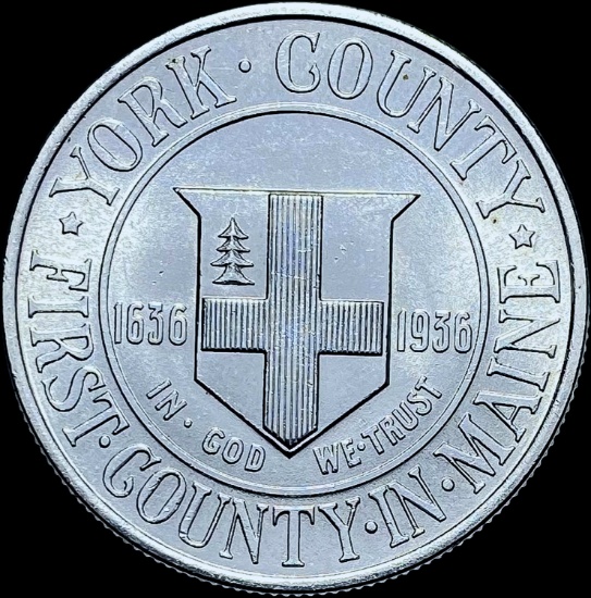 1936 Silver York County Commemorative Half Dollar GEM BU