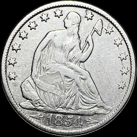 1854-O Silver Half Dollar (Seated Liberty) LIGHTLY CIRCULATED