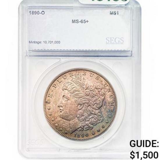 1890-O Morgan Silver Dollar SEGS MS65+