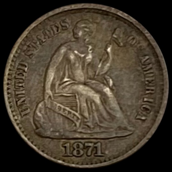 1871 Seated Liberty Half Dime CLOSELY UNCIRCULATED CLOSELY UNCIRCULATED
