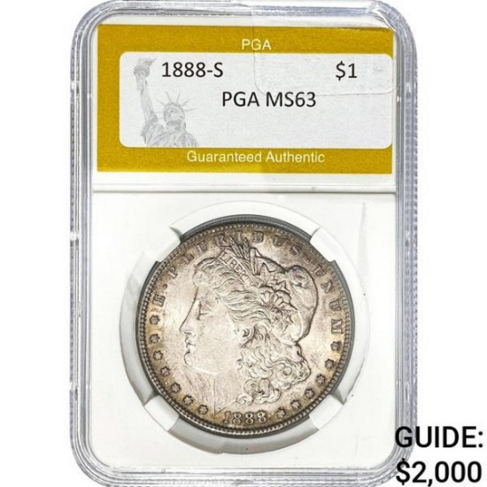 1888-S Morgan Silver Dollar PGA MS63