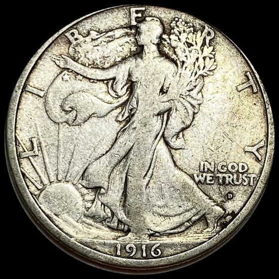 1916-D Walking Liberty Half Dollar LIGHTLY CIRCULATED