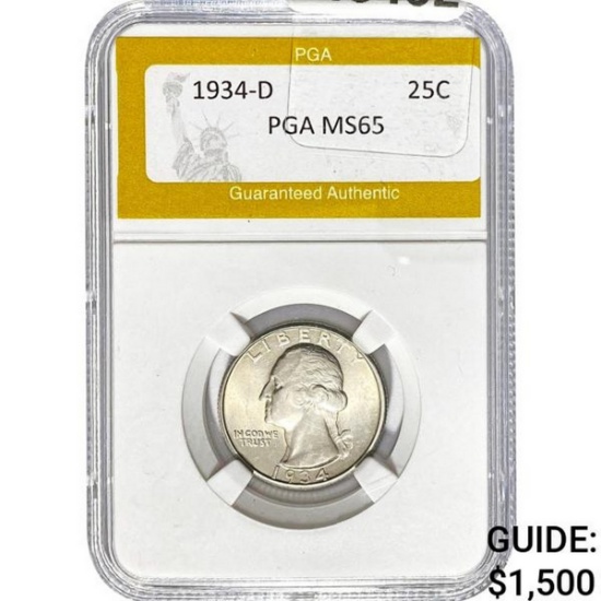 1934-D Washington Quarter PGA MS65