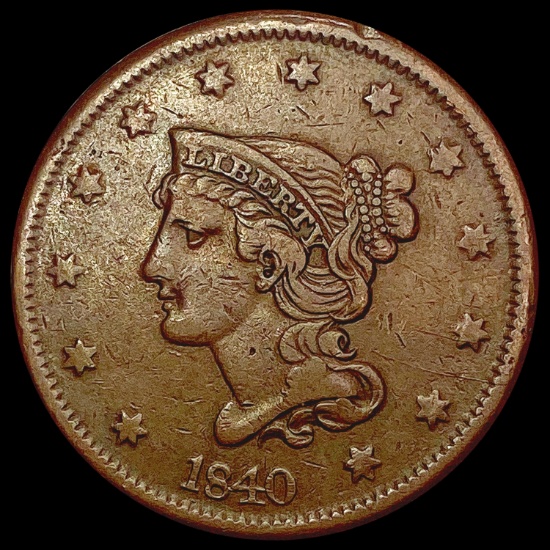 1840 Braided Hair Large Cent NEARLY UNCIRCULATED
