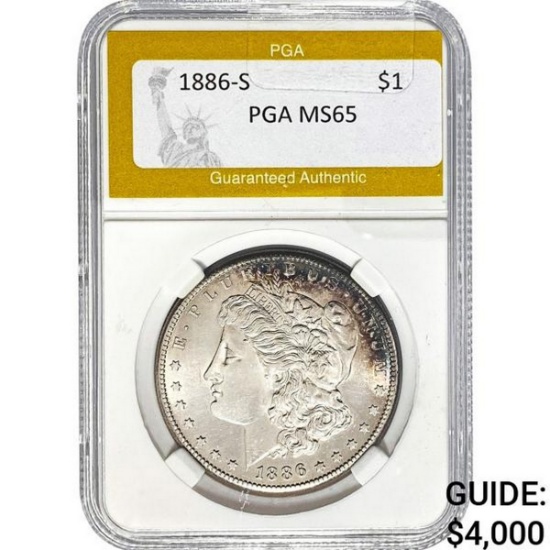 1886-S Morgan Silver Dollar PGA MS65
