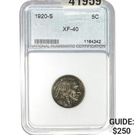 1920-S Buffalo Nickel NNC XF40