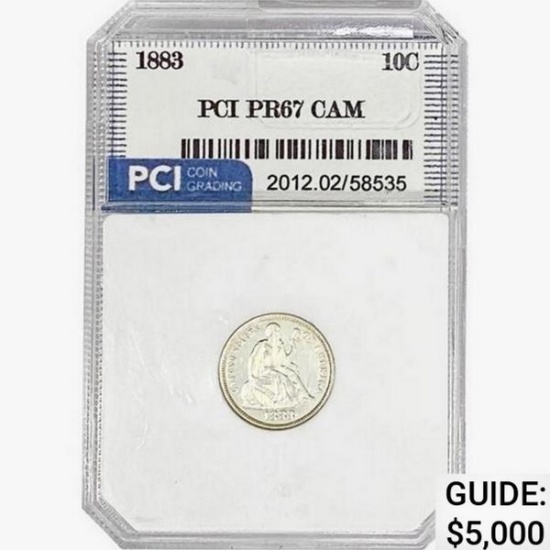 1883 Seated Liberty Dime PCI PR67 CAM