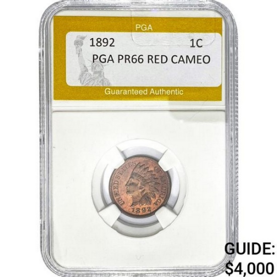 1892 Indian Head Cent PGA PR66 Red Cameo