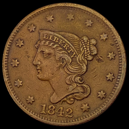1842 Braided Hair Large Cent LIGHTLY CIRCULATED