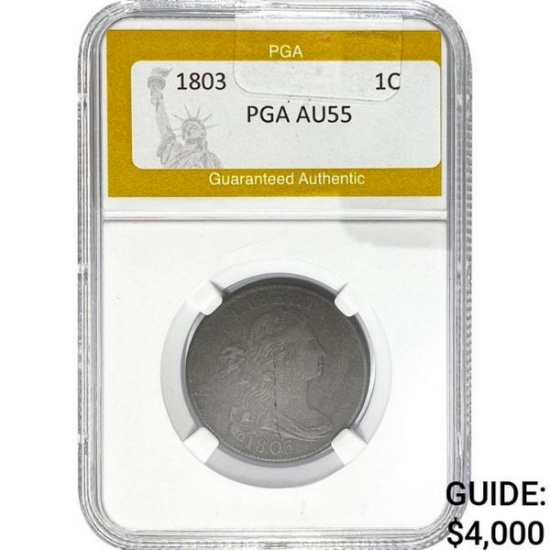1803 Draped Bust Large Cent PGA AU55
