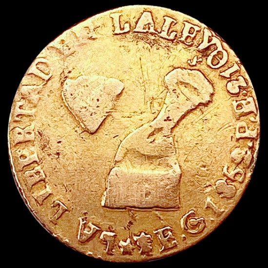 1852 0.0475oz Gold Mexico 1/2 Escudo LIGHTLY CIRCULATED