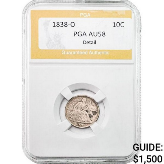 1838-O Seated Liberty Dime PGA AU58