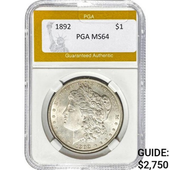 1892 Morgan Silver Dollar PGA MS64