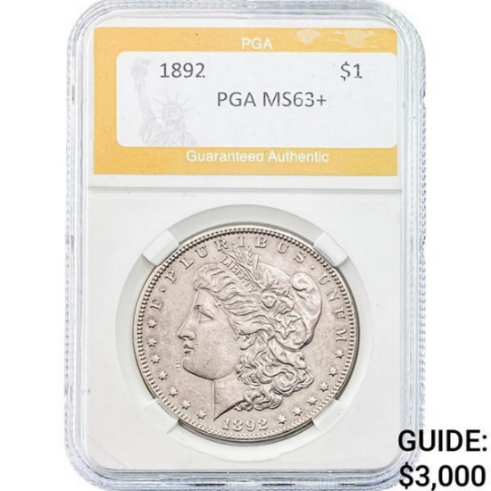 1892 Morgan Silver Dollar PGA MS63+