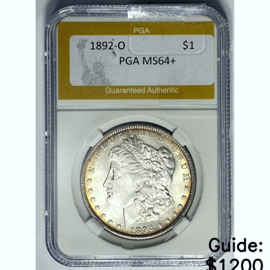 1892-O Morgan Silver Dollar PGA MS64+