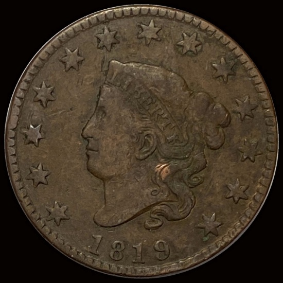 1819 Coronet Head Large Cent LIGHTLY CIRCULATED
